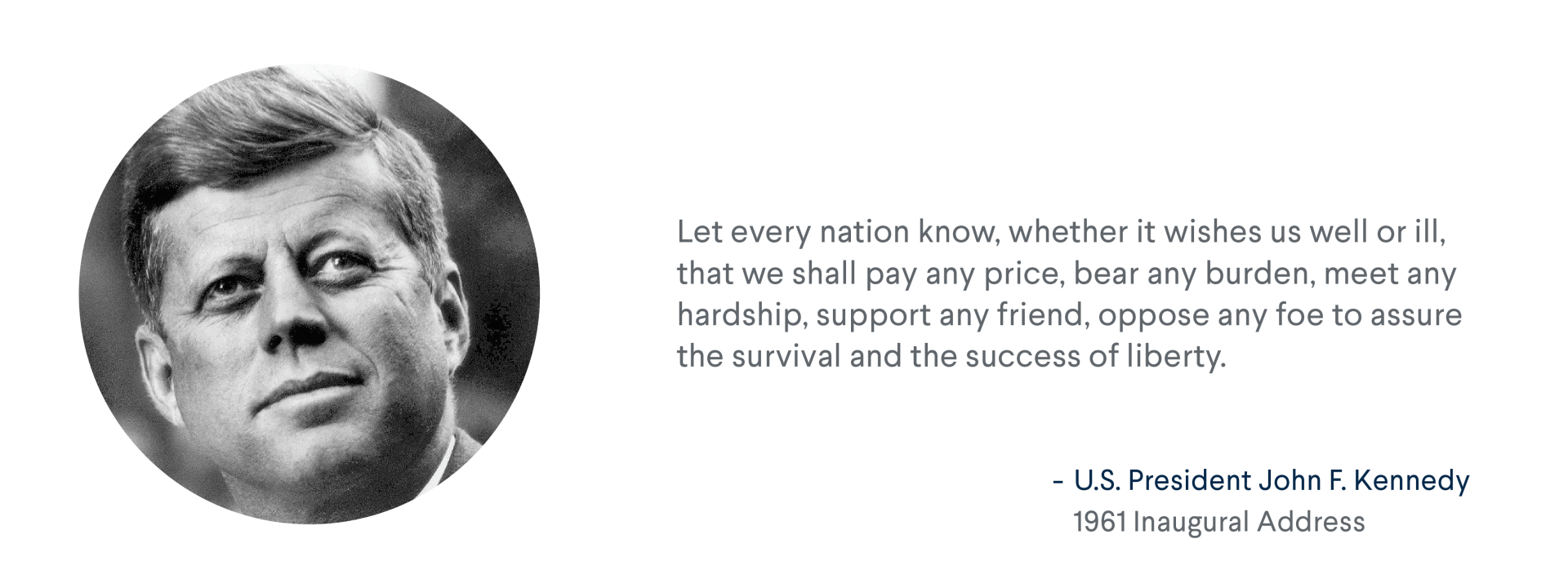 Quote from U.S. President John F. Kennedy's 1961 Inaugural Address.