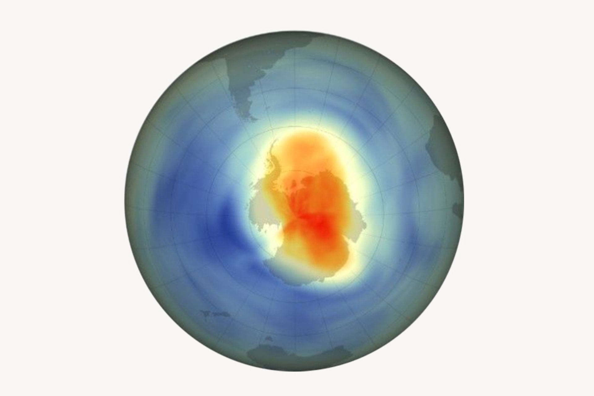 A rendering of the Antarctic ozone hole in 1985.  