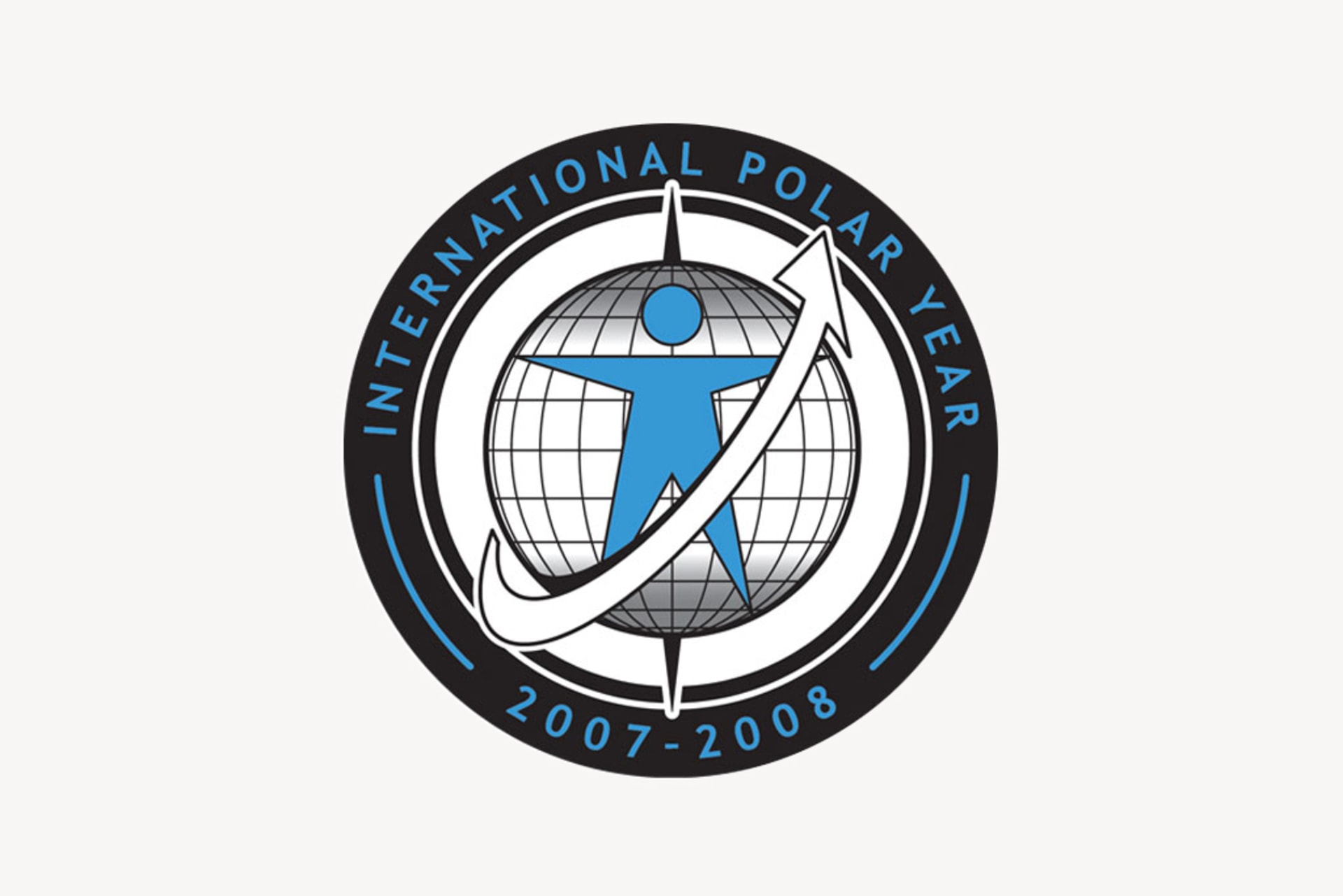 A circular logo for International Polar Year shows a stick figure in the center of a globe with an arrow curving from the bottom left to the top right. The text reads, "International Polar Year 2007-2008."