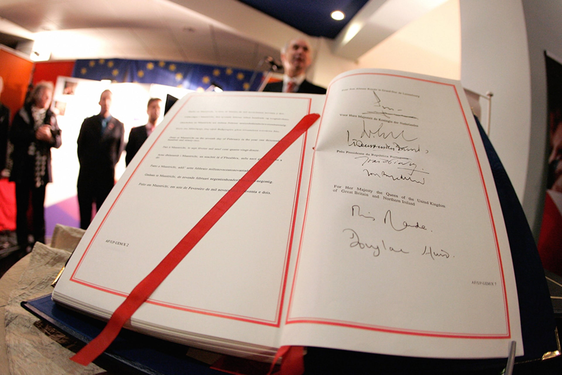 A paper version of the Maastricht Treaty is stored on February 6, 2007, almost 15 years after its signing, in a bank vault in the southern Dutch town.