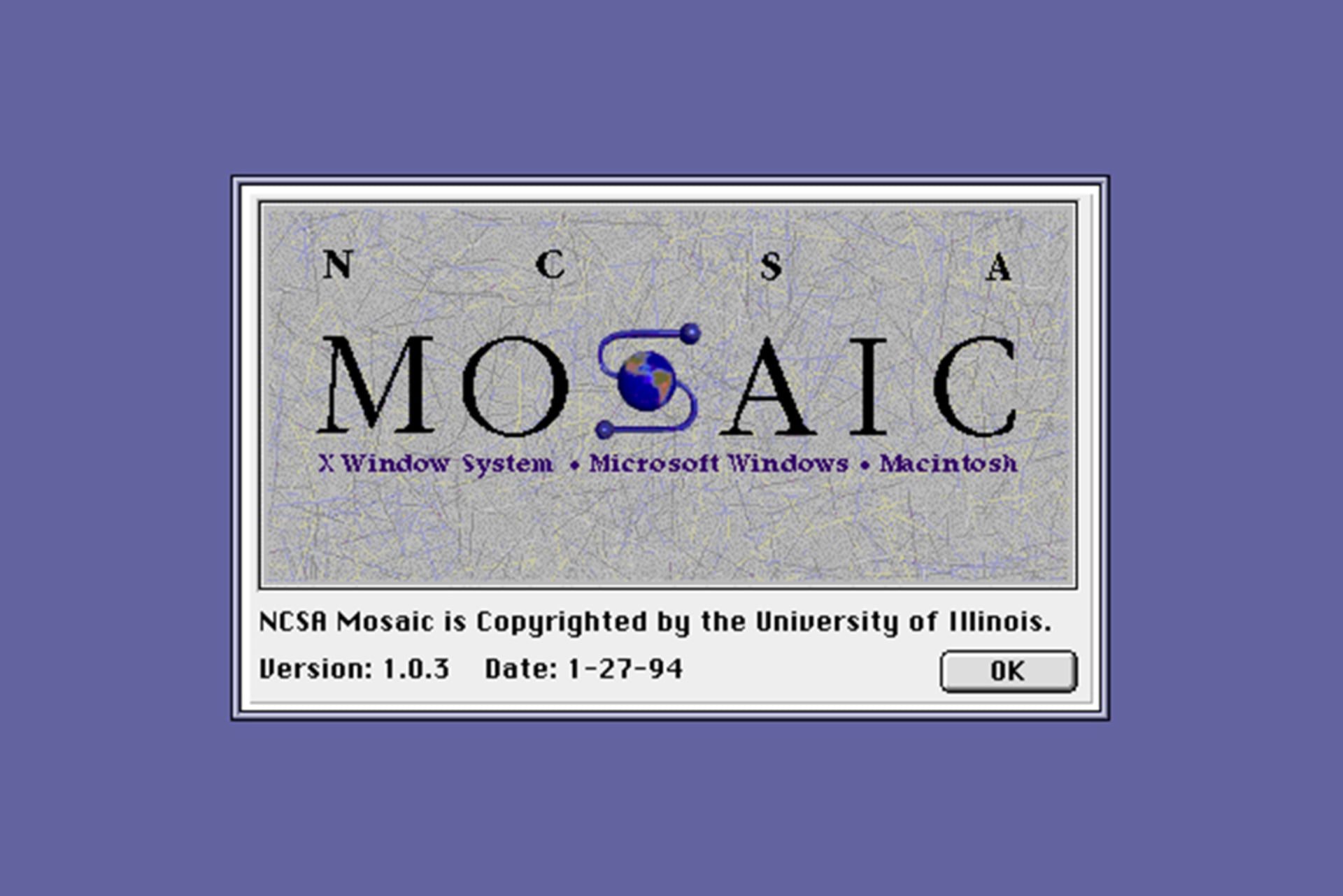 A screenshot of the Mosaic 1.0.3 web browser.