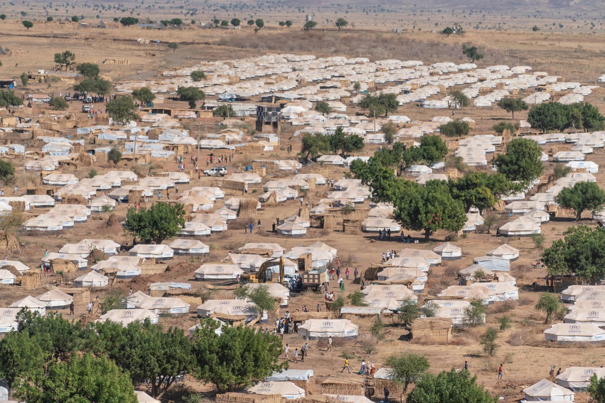 A general view of the Sudanese village of Um Rakuba, home to over 20,000 people, in Sudan, on January 7, 2021. Some 56,000 people have been displaced from Ethiopia to Sudan during the ongoing conflict between federal government troops and the Tigray People’s Liberation Front (TPLF). 