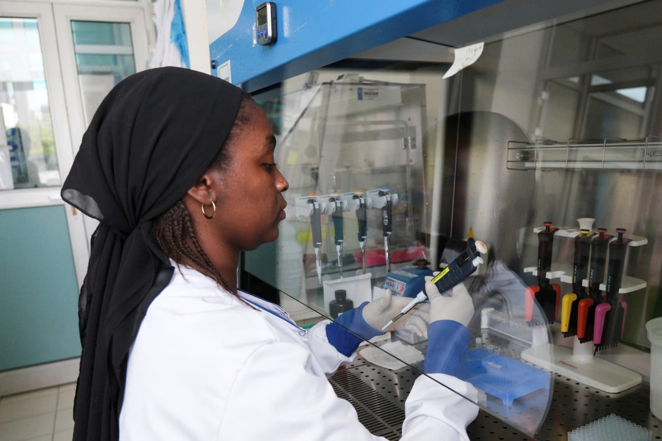Seynabou Diop works at a station in a laboratory where the hantavirus genome was sequenced at Institut Pasteur, in Dakar, Senegal, on May 19, 2026.