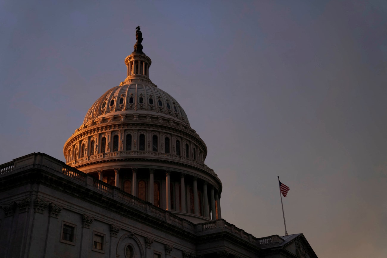 The exterior of the U.S. Capitol is seen at sunset in Washington, DC, on January 4, 2023.