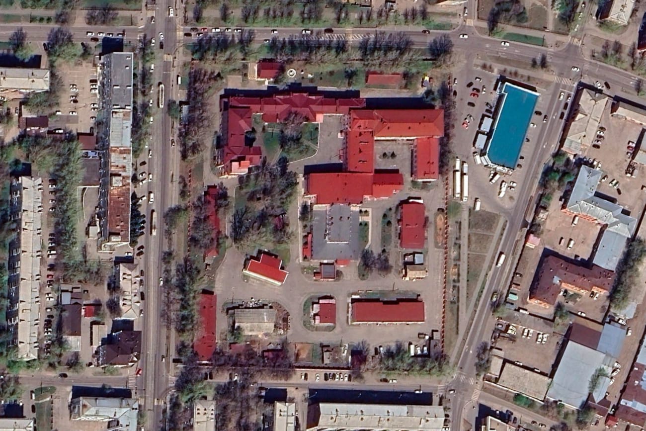 A satellite image shows the Anti-Plague Institute of Siberia and the Far East, in Irkutsk, Russia, on May 8, 2025.