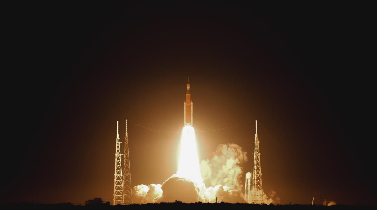 NASA's Space Launch System rocket with the Orion spacecraft atop launches the agency's Artemis I flight test, NASA's Kennedy Space Center, Florida, on November 16, 2022. Photo courtesy of NASA/Brandon Hancock.