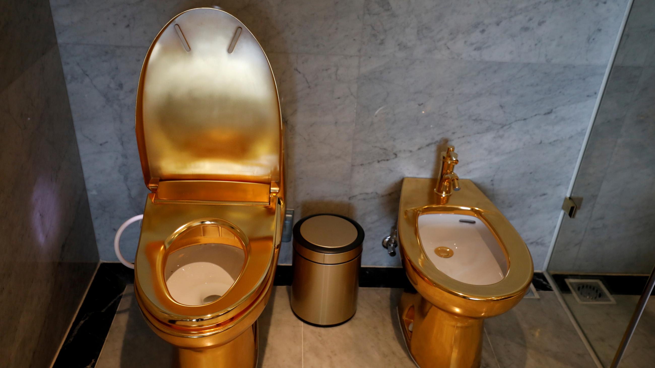 gold plated toilet and bidet
