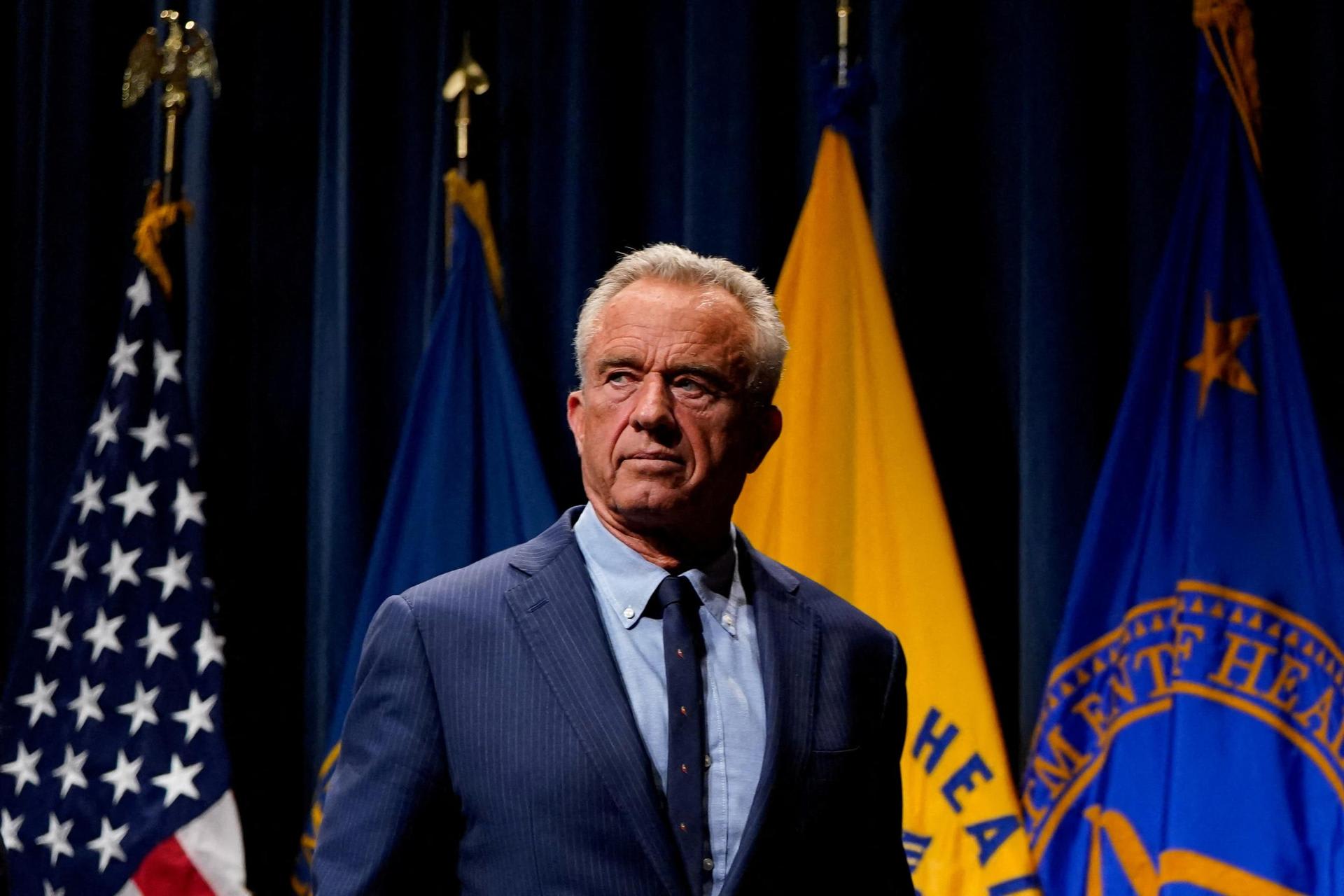 U.S. Health and Human Services Secretary Robert F. Kennedy, Jr. leaves the stage at the Department of Health and Human Services, in Washington, DC, on April 16, 2025. REUTERS/Elizabeth Frantz