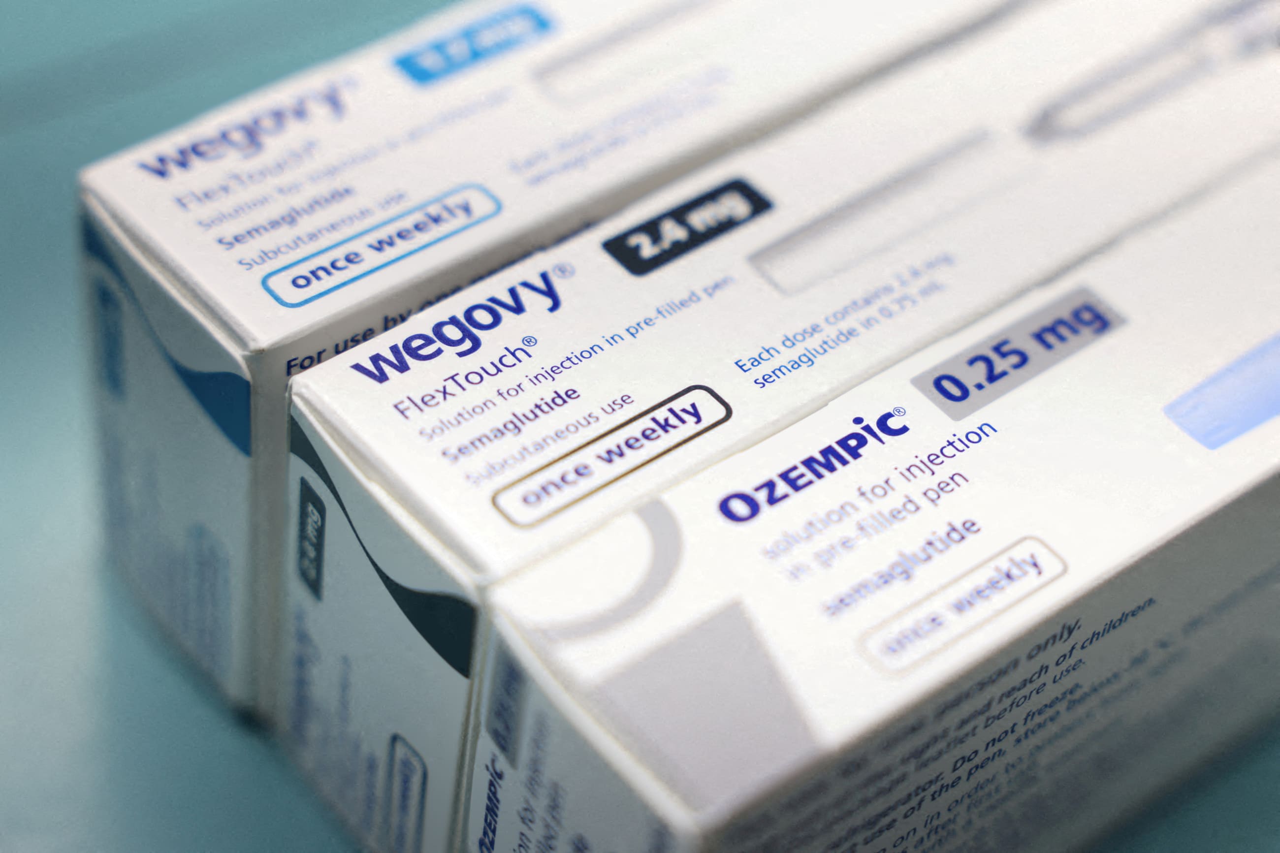 Boxes of Ozempic and Wegovy made by Novo Nordisk are seen at a pharmacy, in London, Britain, on March 8, 2024.