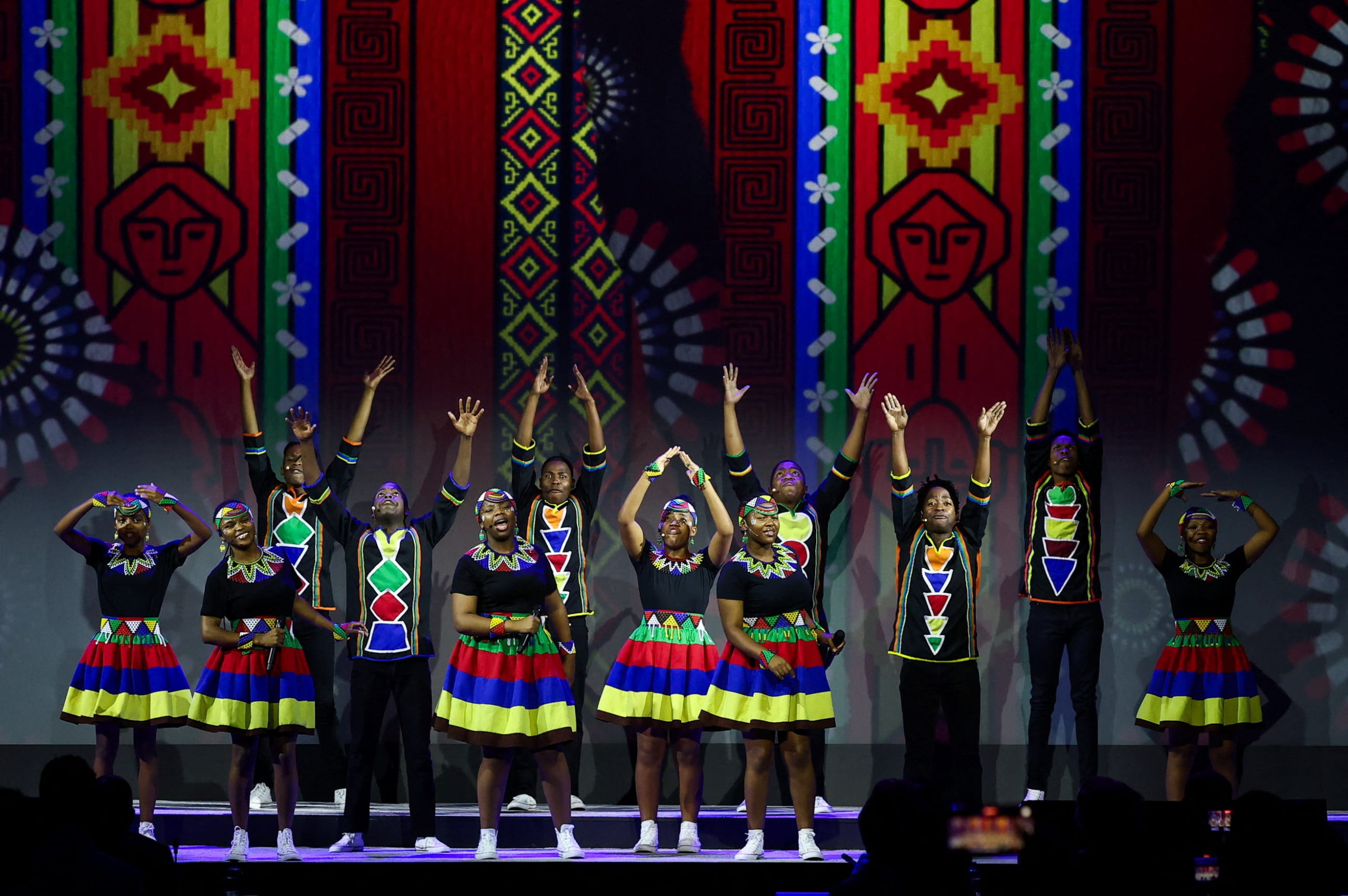 People perform at the beginning of The Global Fund's Eighth Replenishment Summit, a fund to fight AIDS, tuberculosis and malaria, on the sidelines of a G20 summit in Johannesburg, South Africa, November 21, 2025
