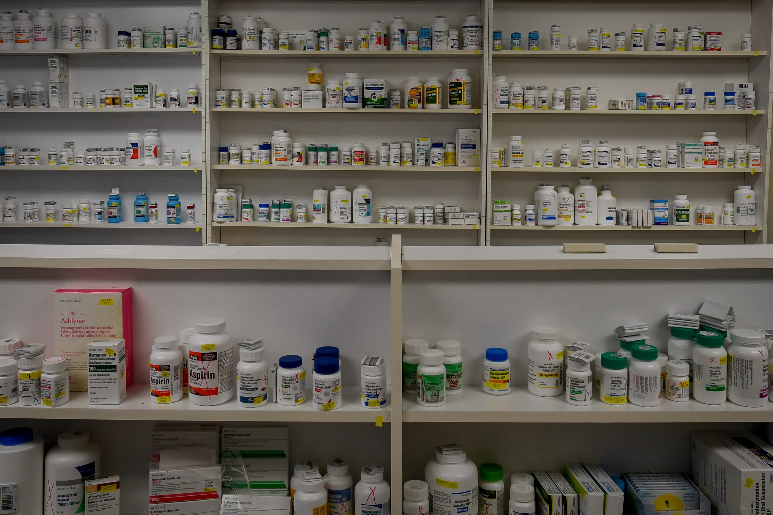 Bottles of medications line the shelves at a pharmacy, in Portsmouth, Ohio, on June 21, 2017.