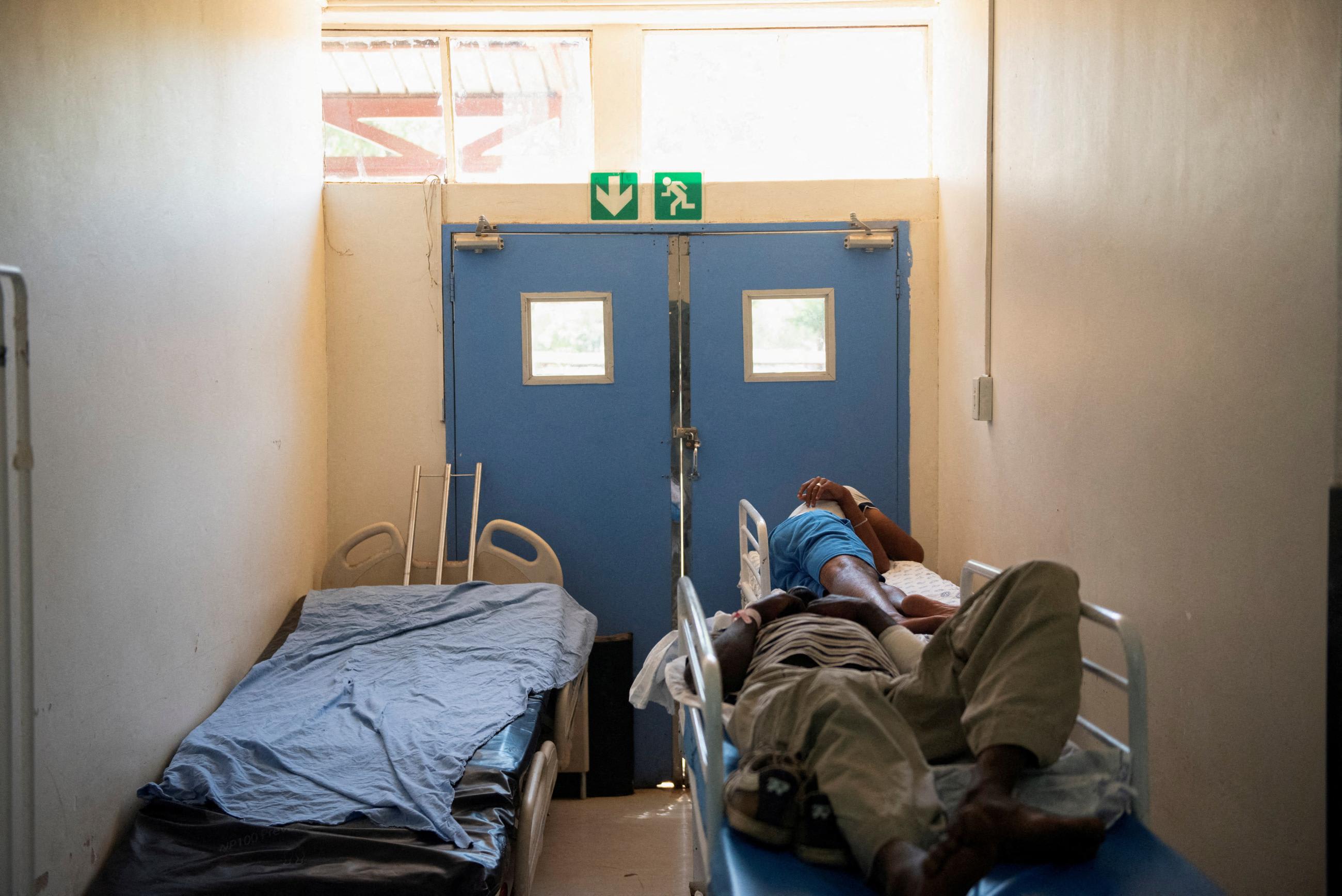 Patients wait in the emergency room of Klerksdorp Tshepong public district hospital.