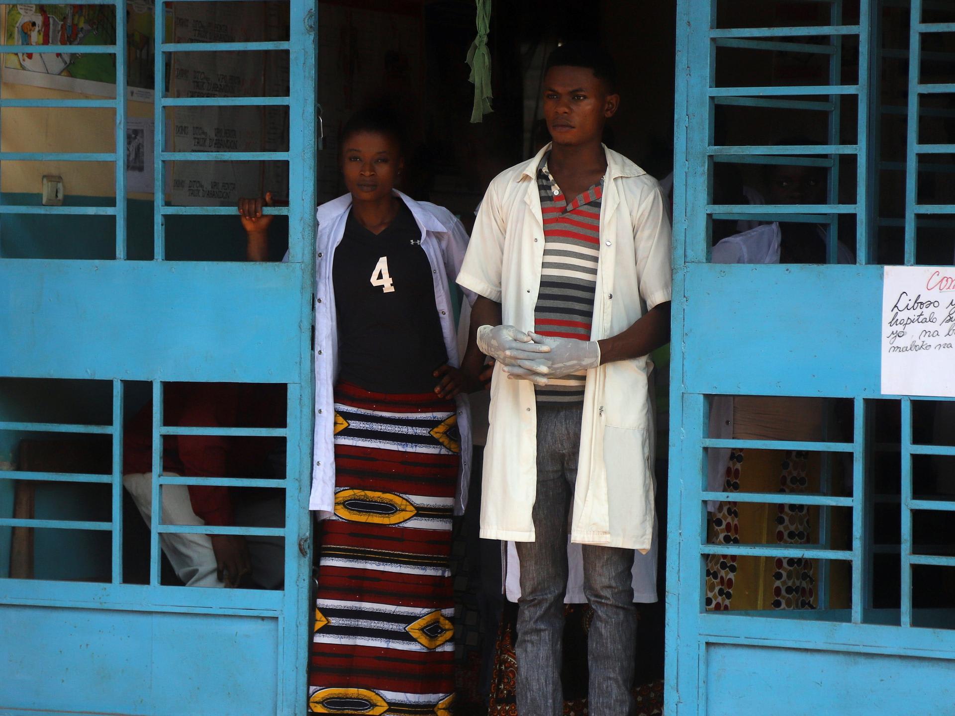 Medical workers are seen at the health centre in the commune of Wangata during a vaccination campaign against the outbreak of Ebola, in Mbandaka, Democratic Republic of Congo, May 23, 2018.