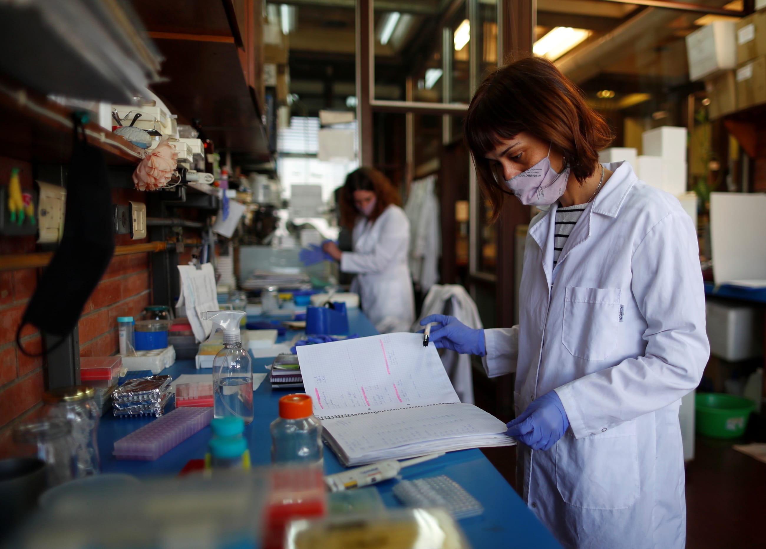 Silvina Sonzogni, researcher member of the CONICET (National Scientific and Technical Research Council), works at the laboratory of Neurogenetics of the University Buenos Aires, in Buenos Aires, Argentina, on May 13, 2021.