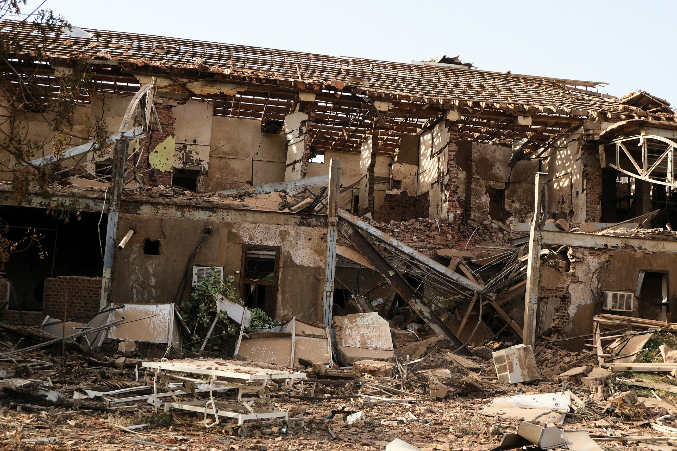 A view of the burnt Khartoum Teaching Hospital building, in Khartoum, Sudan, on April 26, 2025.