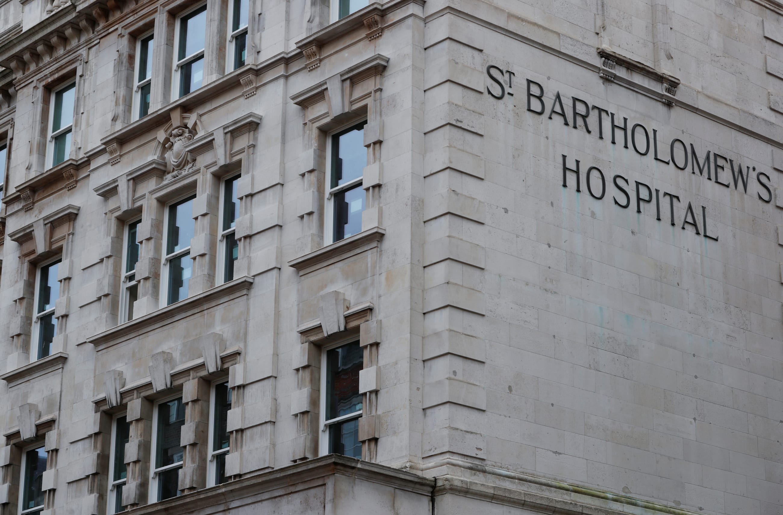 A general view of St Bartholomew's Hospital, in London, England, on March 5, 2021.