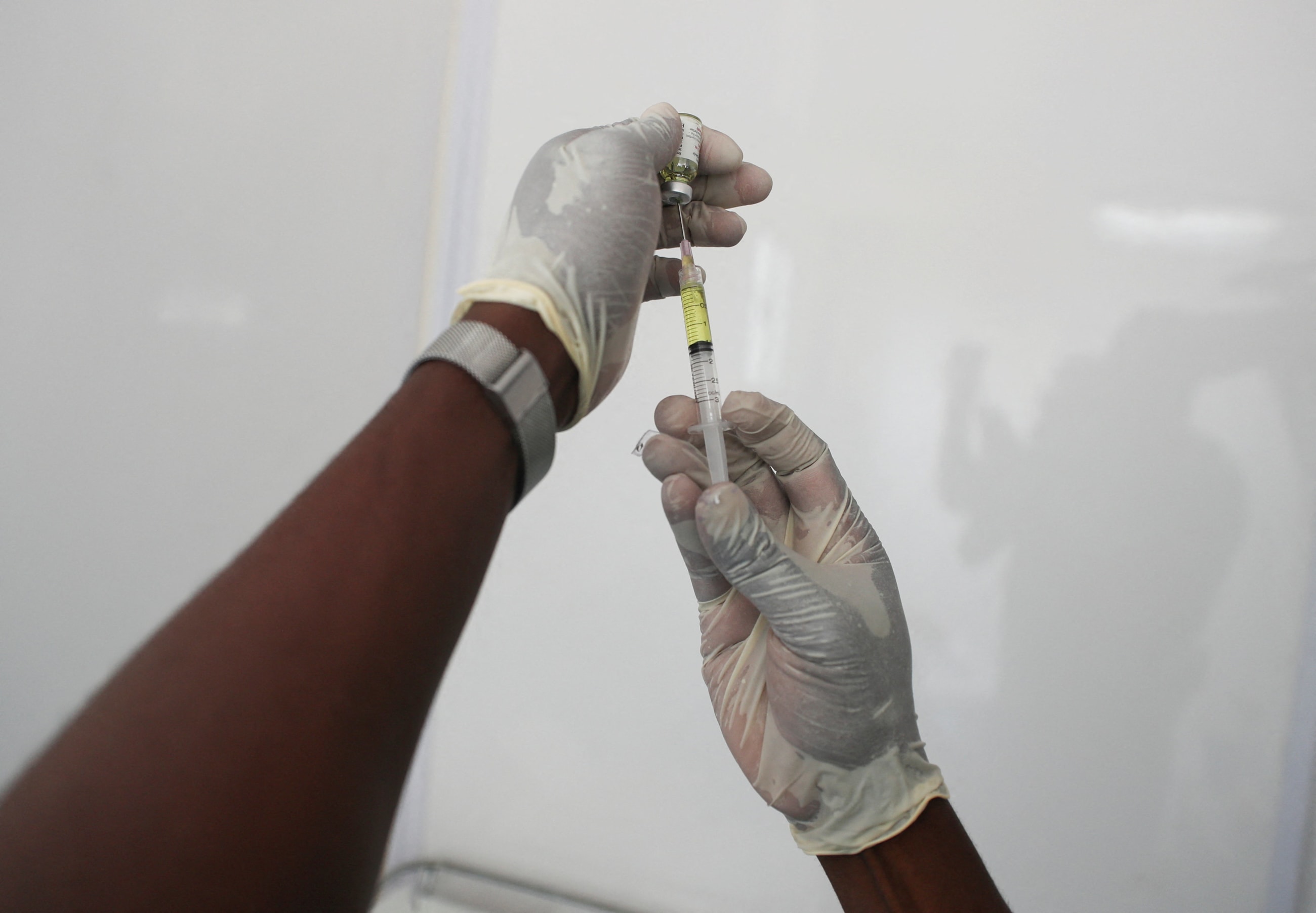 A health official administers Lenacapavir, in Epworth, Zimbabwe, on February 19, 2026.