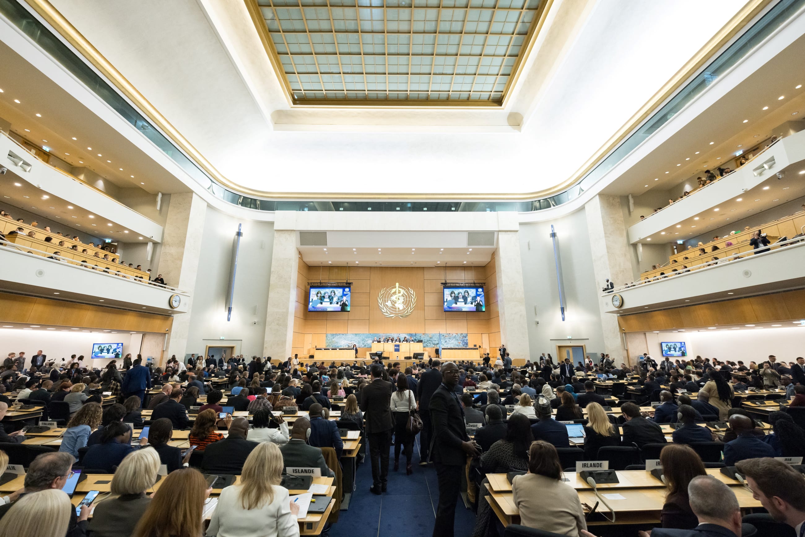 Delegates attend the 79th World Health Assembly of the World Health Organization, in Geneva, Switzerland, on May 18, 2026.