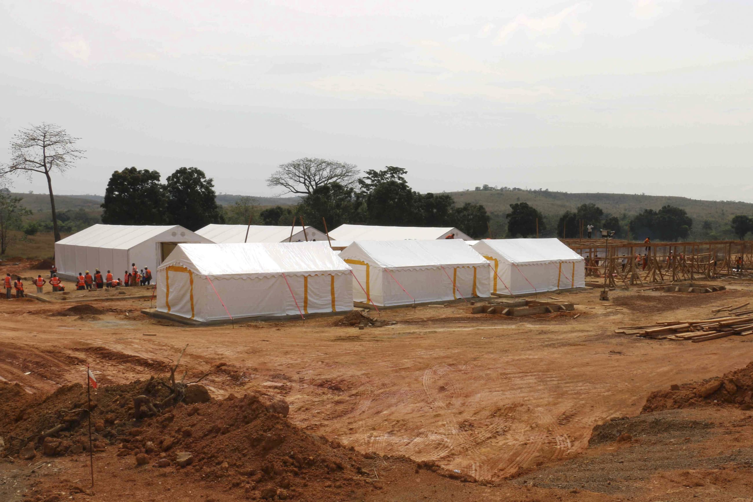 An Ebola treatment center is seen, in Beyla, Guinea, on November 25, 2014.