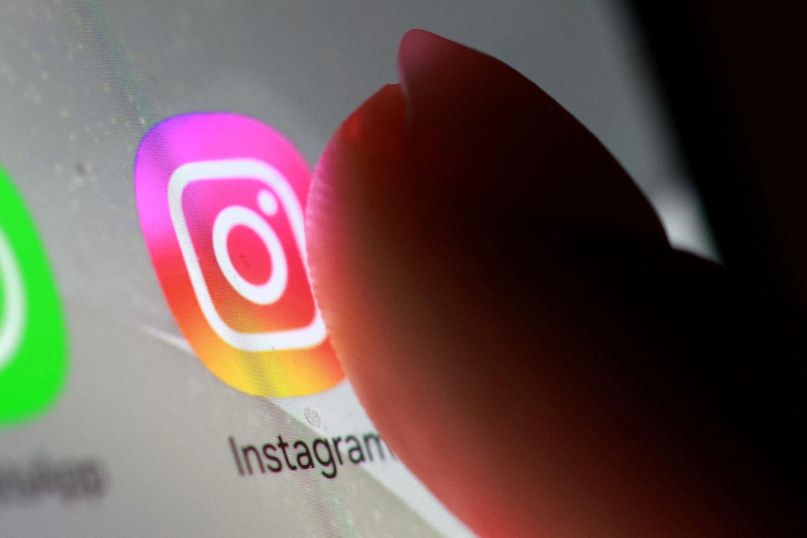 The Instagram app icon is seen on a smartphone, on October 27, 2025.