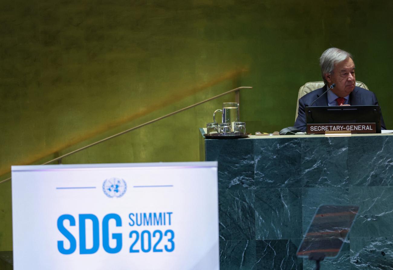 United Nations Secretary-General Antonio Guterres attends the opening of the Sustainable Development Goals (SDG) Summit 2023, at U.N. headquarters in New York City, New York, U.S., September 18, 2023.