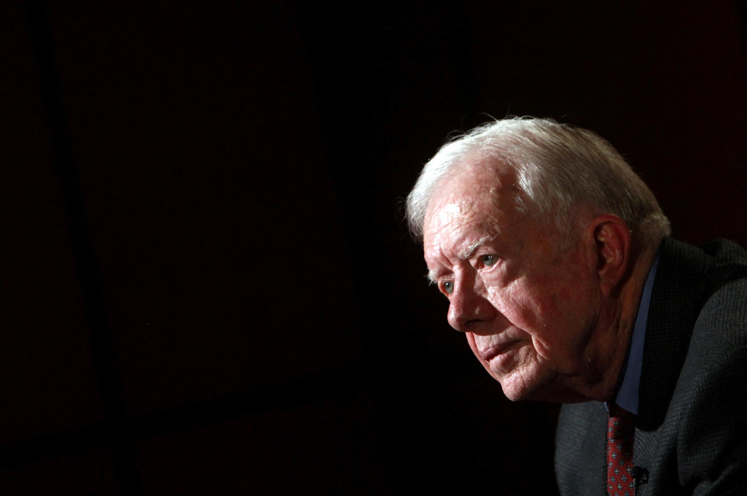 Former U.S. President Jimmy Carter attends an interview with Reuters, in Cairo, Egypt, on January 12, 2012.