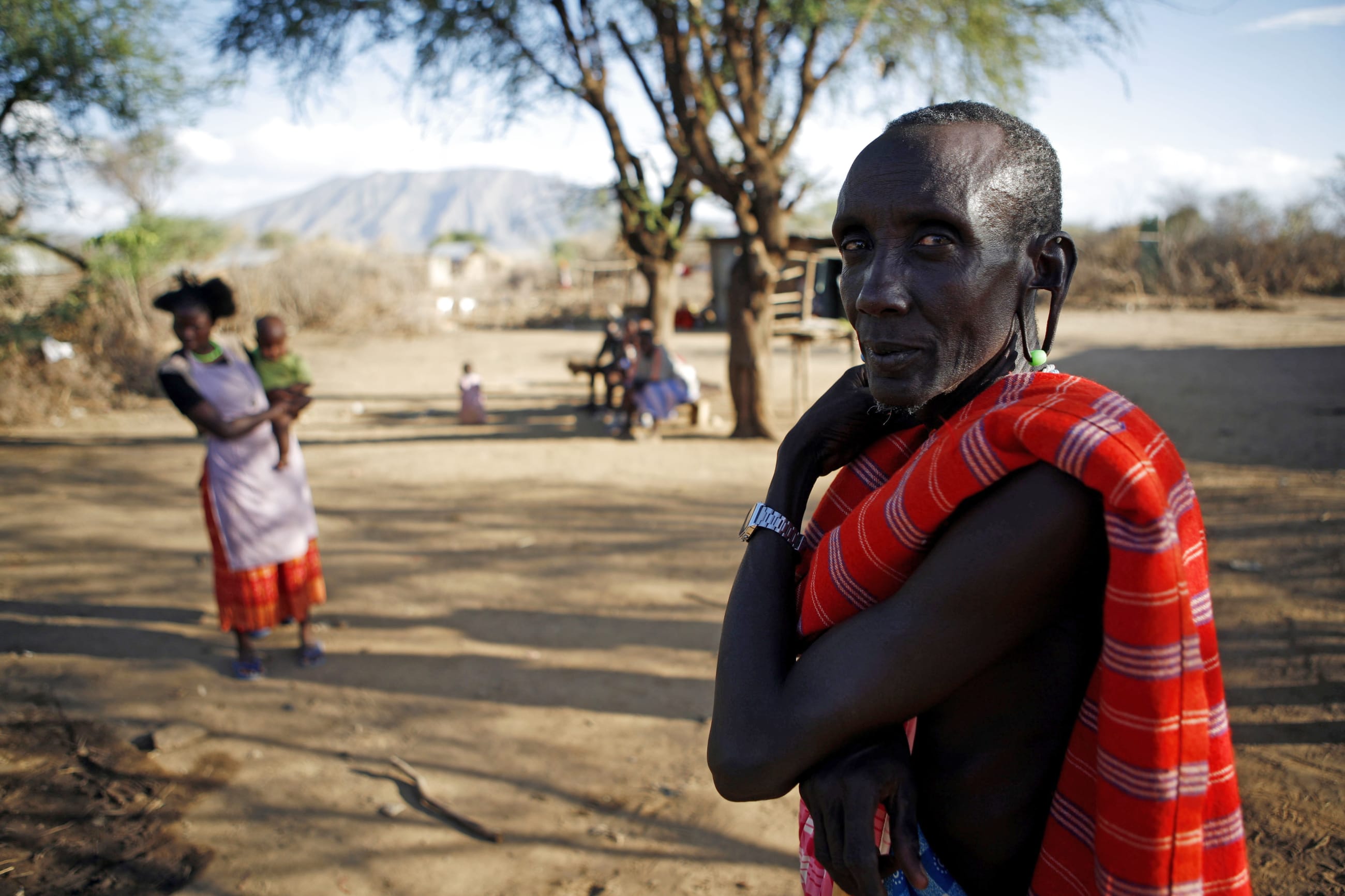 A Maasai elder looks on in Pakase village near the conservancy area at Shompole, south of Nairobi, Kenya, on October 24, 2007.