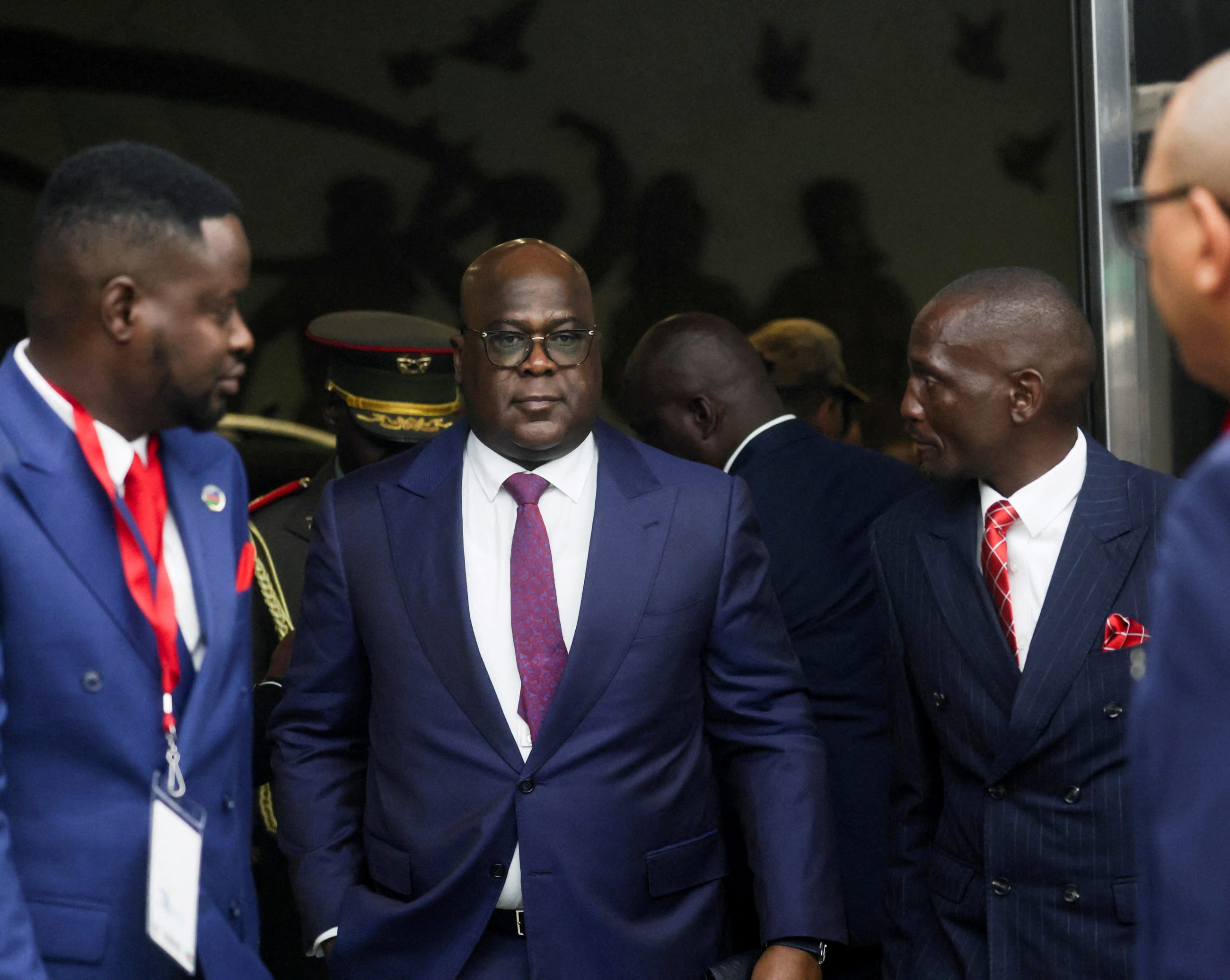 Democratic Republic of Congo’s President Felix Tshisekedi arrives for the inauguration of Namibia's first female President, Netumbo Nandi-Ndaitwah, in Windhoek, Namibia, on March 21, 2025.