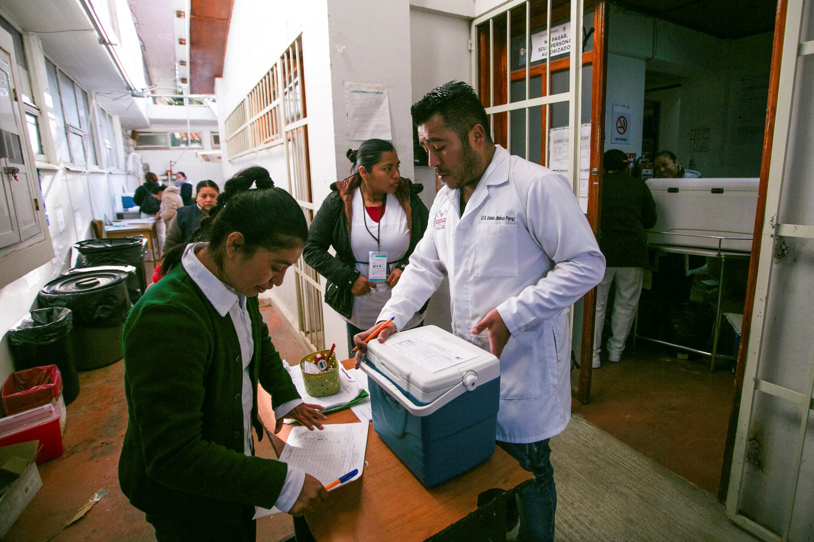 Community health workers prepare vaccines for a measles vaccination drive amid a surge in cases, in San Cristobal de Las Casas, Chiapas, Mexico, on February 25, 2026.