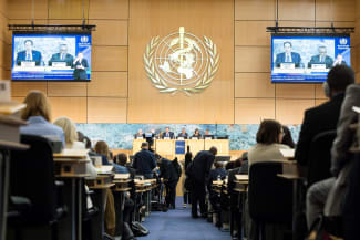 Delegates attend the 79th World Health Assembly of the World Health Organization, in Geneva, Switzerland, on May 18, 2026.
