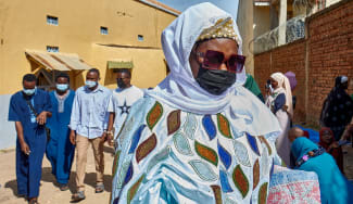 Muslim faithful leave after attending prayers marking the Muslim holiday of Eid al-Adha, as authorities intensify efforts to contain a new Ebola outbreak caused by the Bundibugyo virus strain, at the Central Mosque in Bunia town, Ituri province, Democratic Republic of Congo, May 27, 2026.