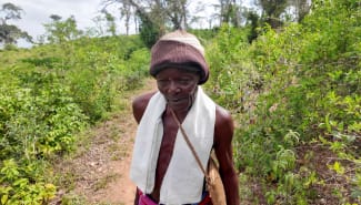 David Garera, a Mijikenda community elder, is seen walking in the coastal region of Kilifi, Kenya, on February 13, 2025.
