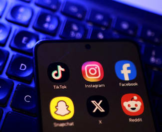 TikTok, Instagram, Facebook, Snapchat, X, and Reddit app icons are seen in this illustration, taken on June 15, 2026.