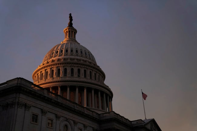 The exterior of the U.S. Capitol is seen at sunset in Washington, DC, on January 4, 2023.