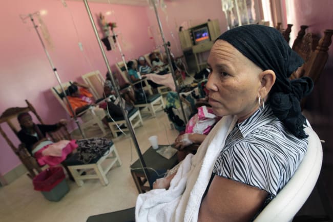 Women receive free treatment for breast cancer at the Bertha Calderon Women's Hospital, in Managua, Nicaragua, on October 17, 2012.