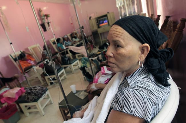 Women receive free treatment for breast cancer at the Bertha Calderon Women's Hospital, in Managua, Nicaragua, on October 17, 2012.