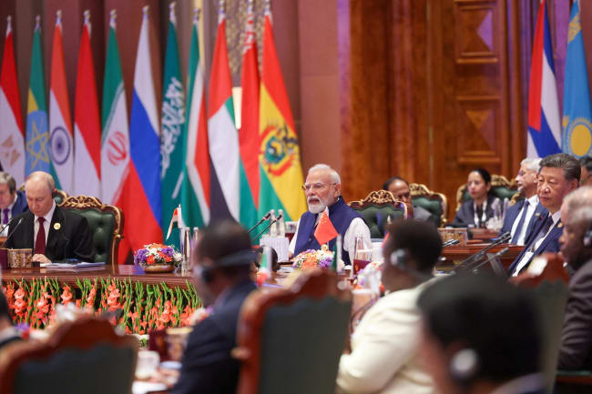 India’s Prime Minister Narendra speaks during day two of the BRICS Summit in New Delhi, India, on September 13, 2026.