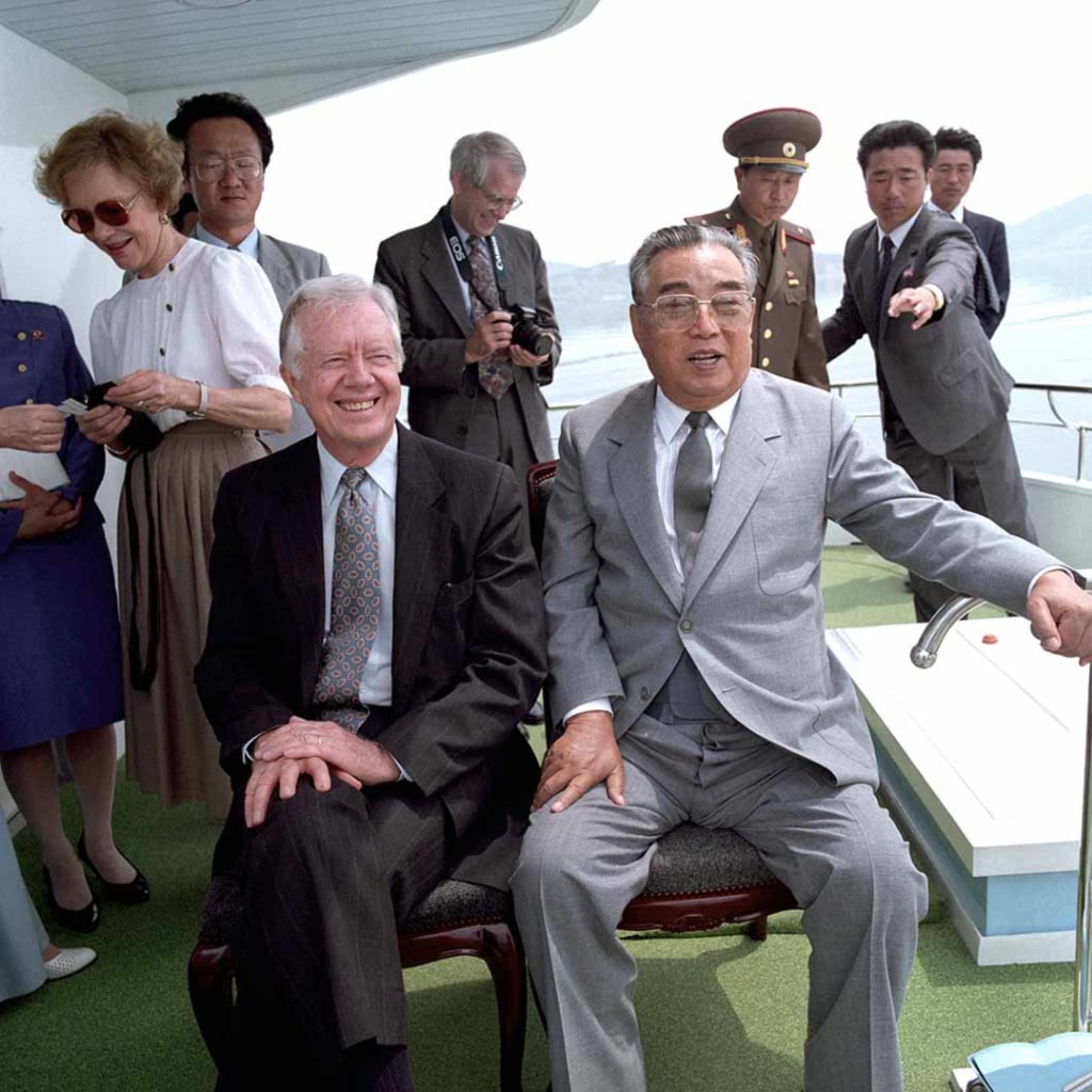 North Korean leader Kim Il-sung meets with former U.S. President Jimmy Carter weeks before Kim’s death. KCNA/AP Photo