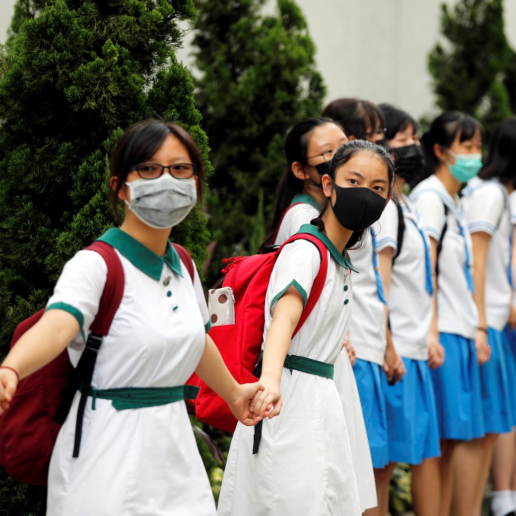 <p>Students in Hong Kong protest the extradition bill.</p>
