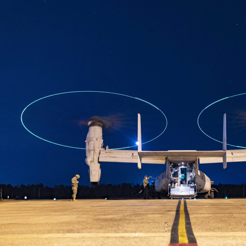 <p>Marines inspect an MV-22B Osprey in Darwin, Australia, on July 24, 2024. </p>
