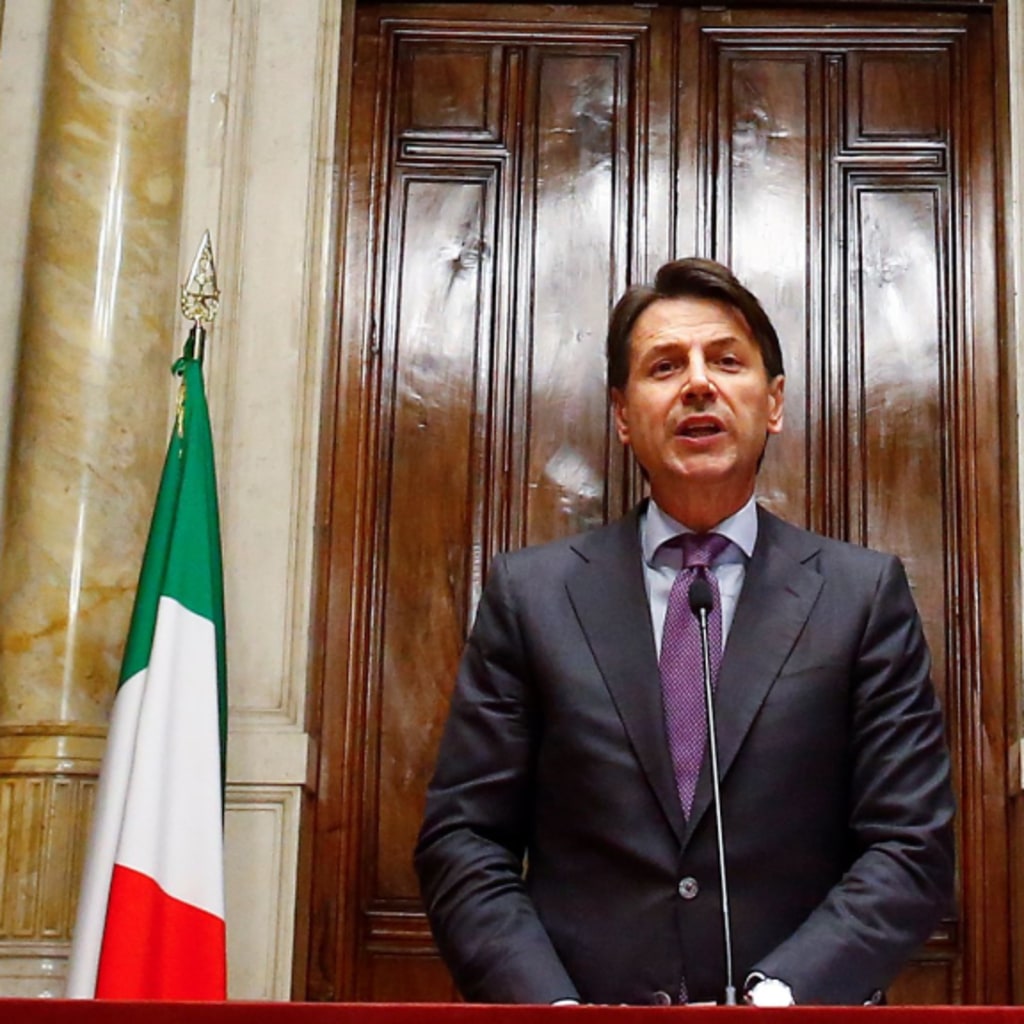 <p>Italy’s newly appointed Prime Minister Giuseppe Conte speaks to the media at the Lower House in Rome.</p>

