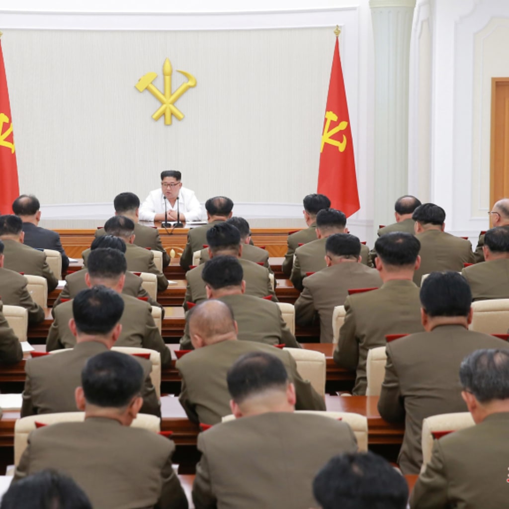 <p>North Korean leader Kim Jong Un speaks during The first enlarged meeting of the 7th Central Military Commission of the Workers’ Party of Korea (WPK), in this undated photo released by North Korea’s Korean Central News Agency.</p>
