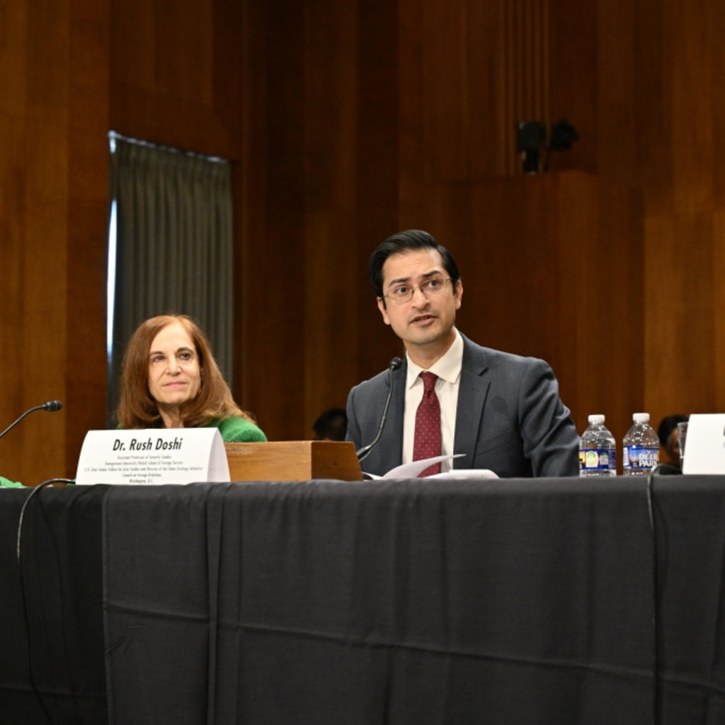 Rush Doshi testifies to the Senate Foreign Relations Committee on November 20, 2025.