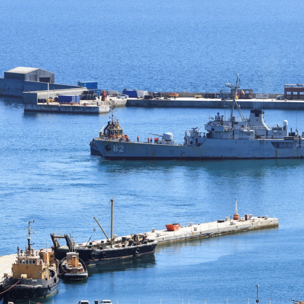An Iranian vessel leaves Simon's Town Naval Base as BRICS Plus navies, including China, Russia and Iran prepare for joint drills in South African waters in Cape Town, South Africa on January 13, 2026.