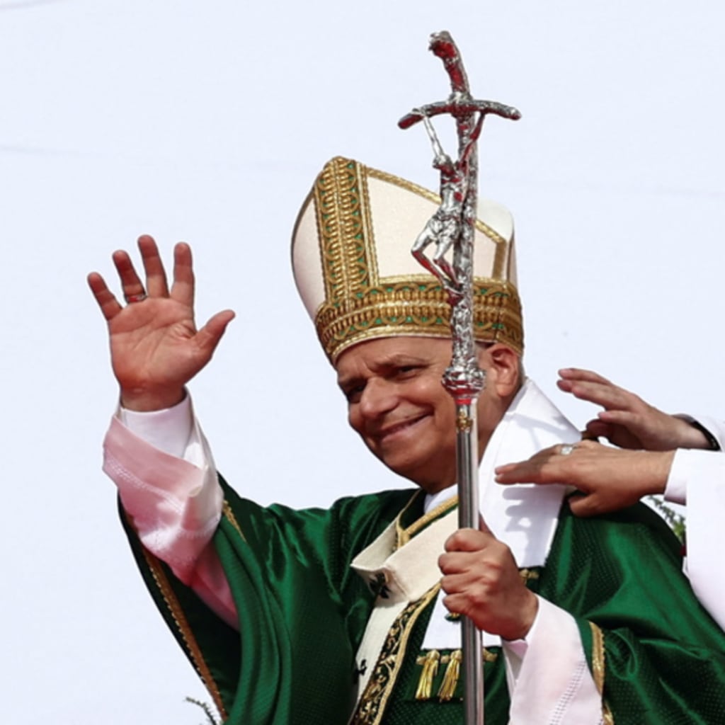 <p>Pope Leo XIV waves, on the day of a Mass for Jubilee of Youth in Tor Vergata, in Rome, Italy, August 3, 2025. </p>
