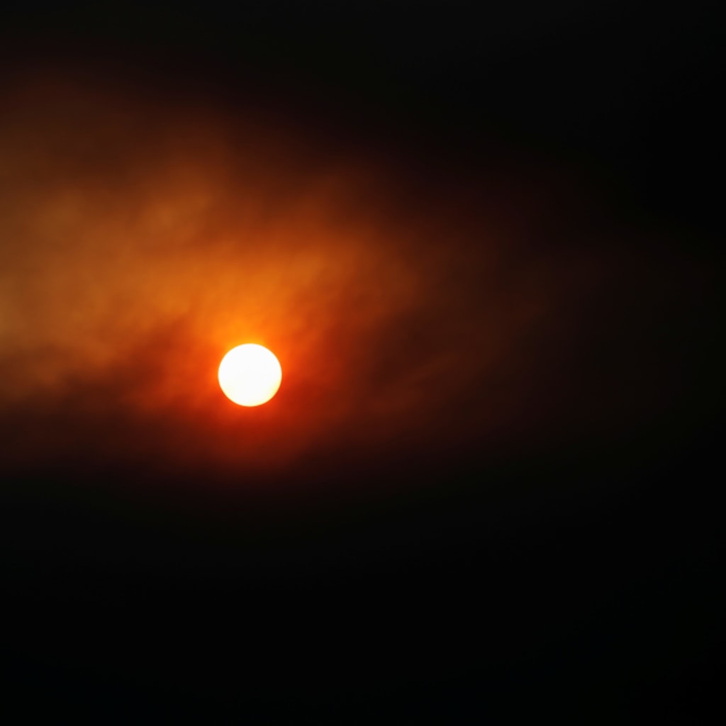 <p>The sun seen through smoke during the Hermits Peak and Calf Canyon fires near Ocate, New Mexico, U.S., May 11, 2022</p>