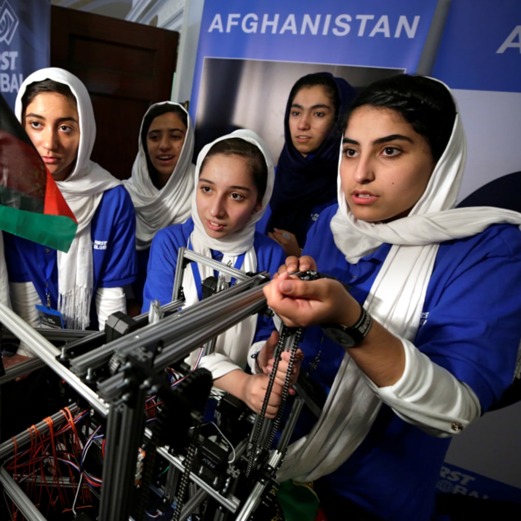 All-girl team from Afghanistan prepares to compete in first international robot Olympics in Washington, U.S., July 17, 2017. REUTERS/Yuri Gripas