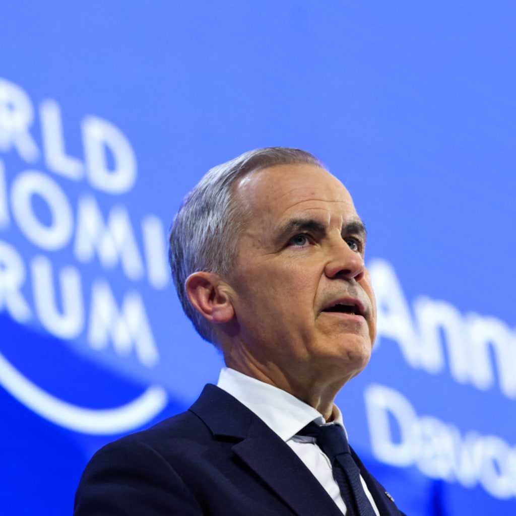 Canada's Prime Minister Mark Carney speaks during the 56th annual World Economic Forum meeting in Davos, Switzerland, January 20, 2026.
