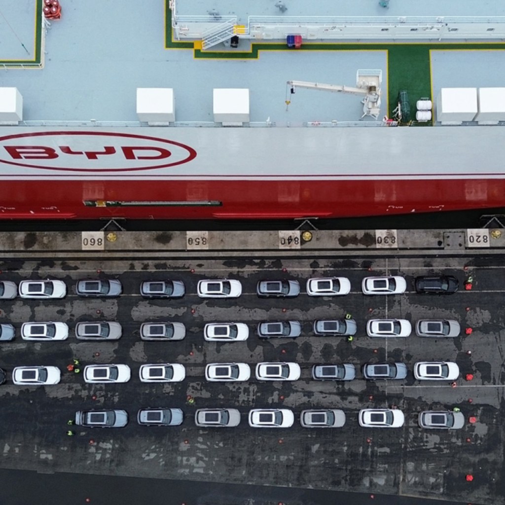 A BYD vessel docks at the Itajai port in Santa Catarina, Brazil.