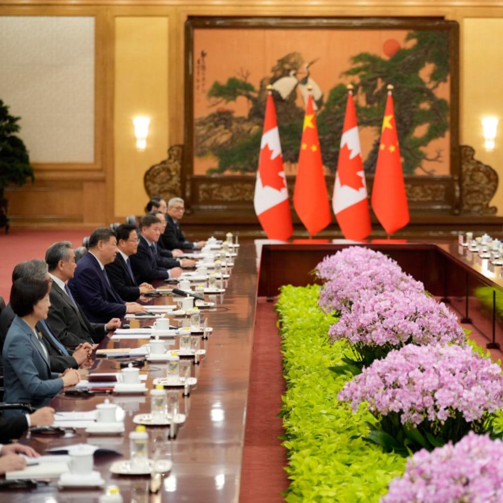 Chinese President Xi Jinping meets with Canada's Prime Minister Mark Carney, at the Great Hall of the People in Beijing, China, Friday, Jan. 16, 2026. Vincent Thian/Pool via REUTERS